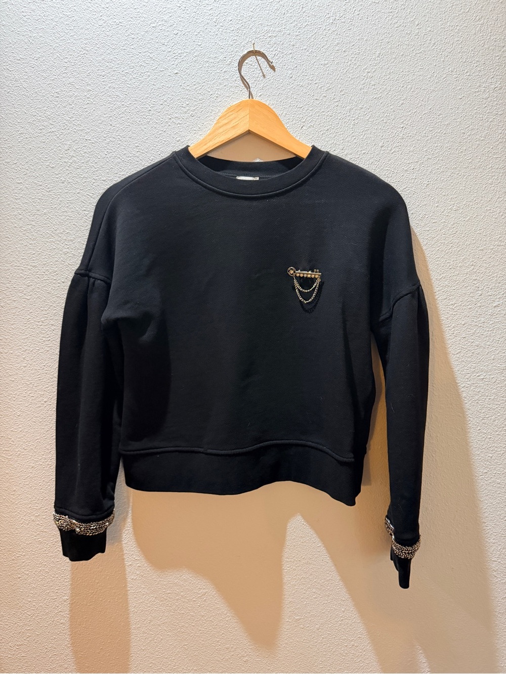 Maeve Brooch Embellished Sweatshirt from Anthropologie XS